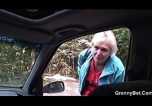 70 adulthood elderly granny acquires team-fucked roadside