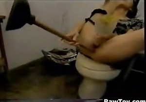 MILF Masturbates Far A Plunger Hither A Bathroom