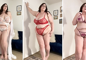 Take charge BBW Babe Tries on high Down in the mouth Skivvies